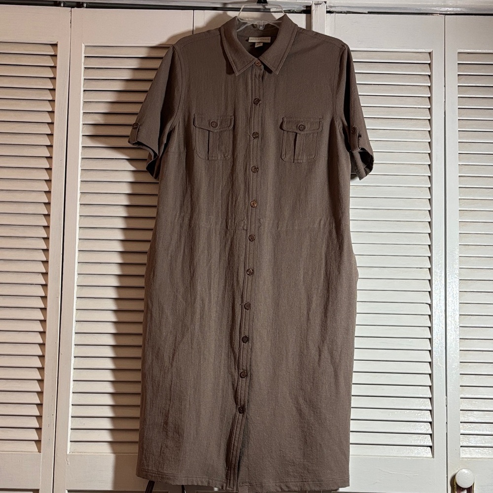 Brown Button-Up Shirt Dress